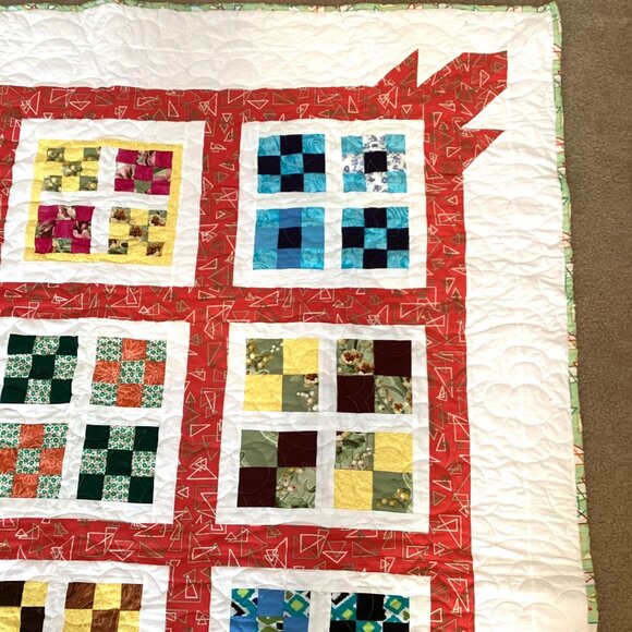 Handmade Finished Quilted Quilt Throw Blanket Pink Minky / Cotton 62"  x 51" - Picture 4 of 8